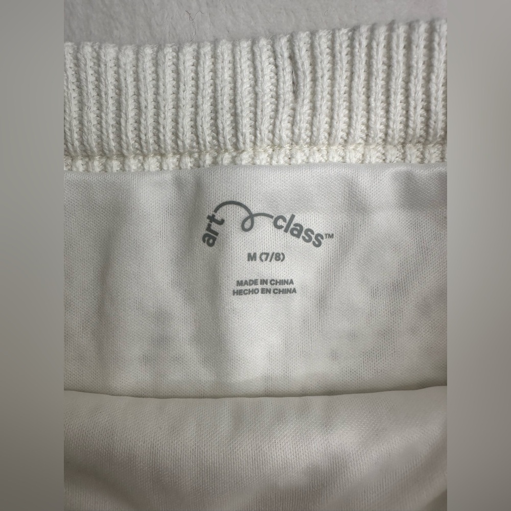 Art Class Sweater Knit Skirt Girls Size Medium 7/8 White Elastic Waist Lined - Picture 7 of 10